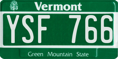 VT license plate YSF766