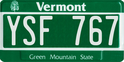 VT license plate YSF767