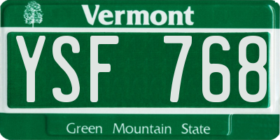VT license plate YSF768