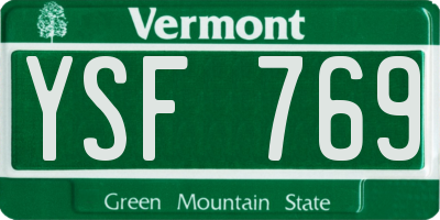 VT license plate YSF769