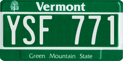 VT license plate YSF771