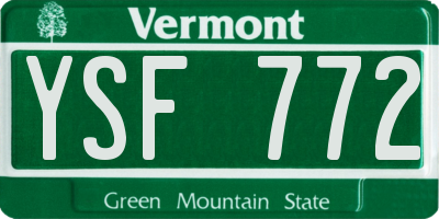 VT license plate YSF772