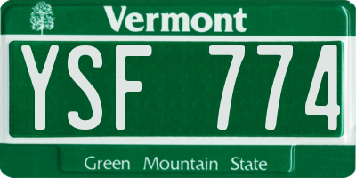 VT license plate YSF774