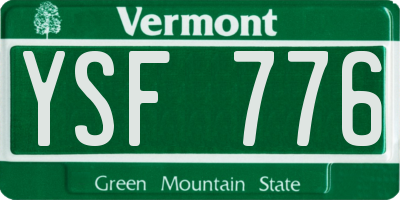 VT license plate YSF776