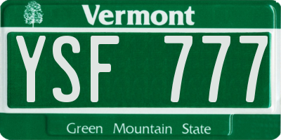 VT license plate YSF777