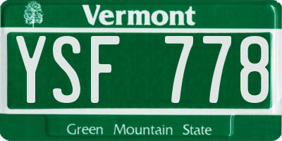 VT license plate YSF778