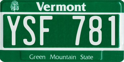 VT license plate YSF781