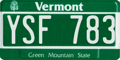 VT license plate YSF783