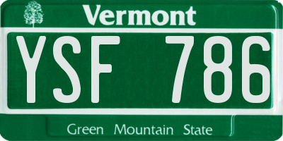 VT license plate YSF786