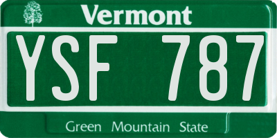 VT license plate YSF787