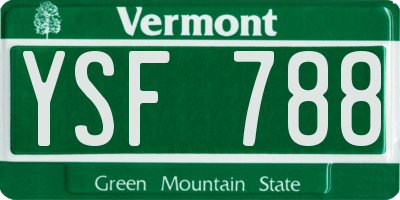 VT license plate YSF788