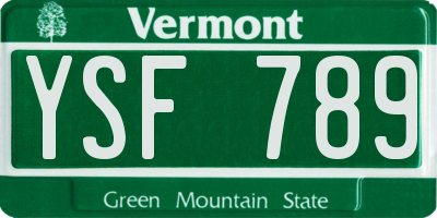 VT license plate YSF789