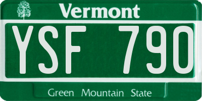 VT license plate YSF790