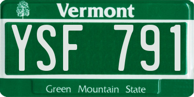 VT license plate YSF791