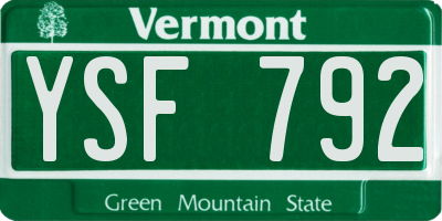 VT license plate YSF792