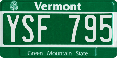 VT license plate YSF795