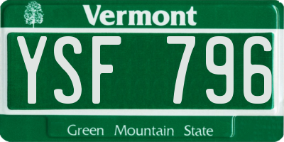 VT license plate YSF796