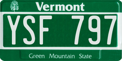 VT license plate YSF797
