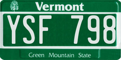 VT license plate YSF798