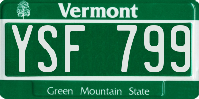 VT license plate YSF799