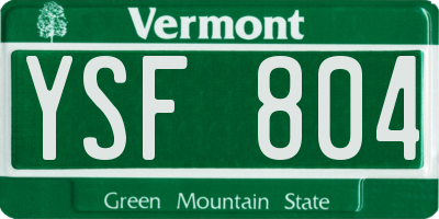 VT license plate YSF804