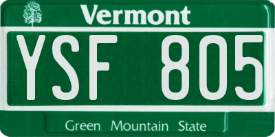 VT license plate YSF805