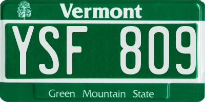 VT license plate YSF809