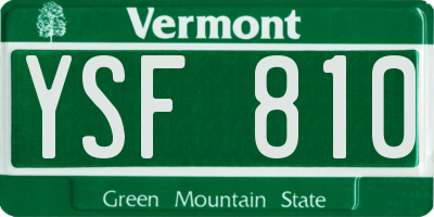 VT license plate YSF810