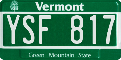 VT license plate YSF817