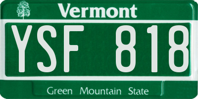 VT license plate YSF818
