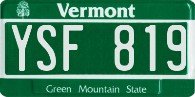 VT license plate YSF819