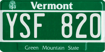 VT license plate YSF820