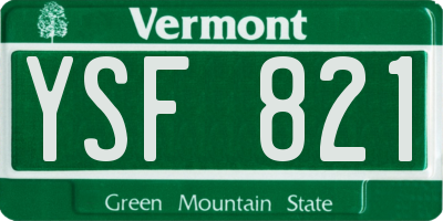 VT license plate YSF821