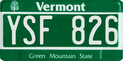 VT license plate YSF826