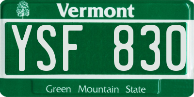 VT license plate YSF830
