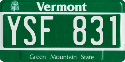 VT license plate YSF831