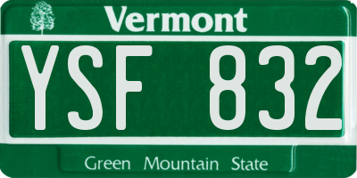 VT license plate YSF832