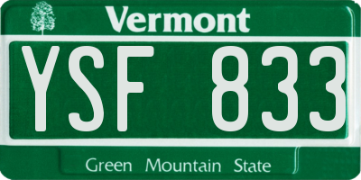 VT license plate YSF833