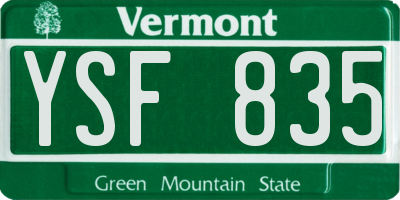 VT license plate YSF835
