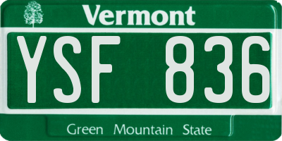 VT license plate YSF836