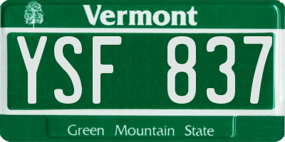 VT license plate YSF837