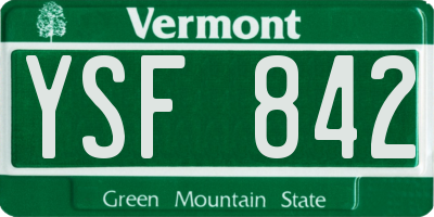 VT license plate YSF842
