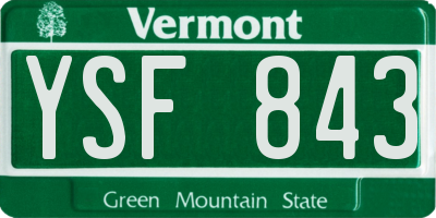 VT license plate YSF843