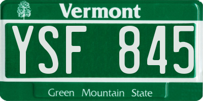 VT license plate YSF845