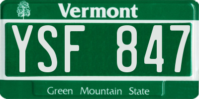 VT license plate YSF847