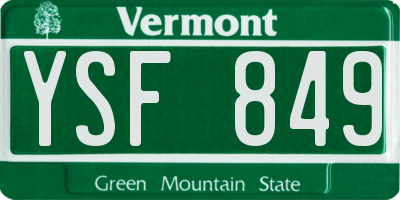 VT license plate YSF849