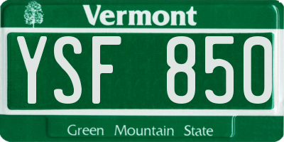 VT license plate YSF850