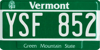 VT license plate YSF852