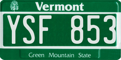 VT license plate YSF853