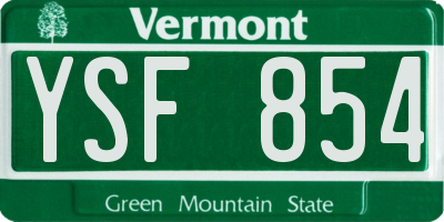VT license plate YSF854